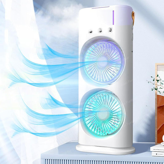 Dual-Ended USB Rechargeable Spray Fan with LED